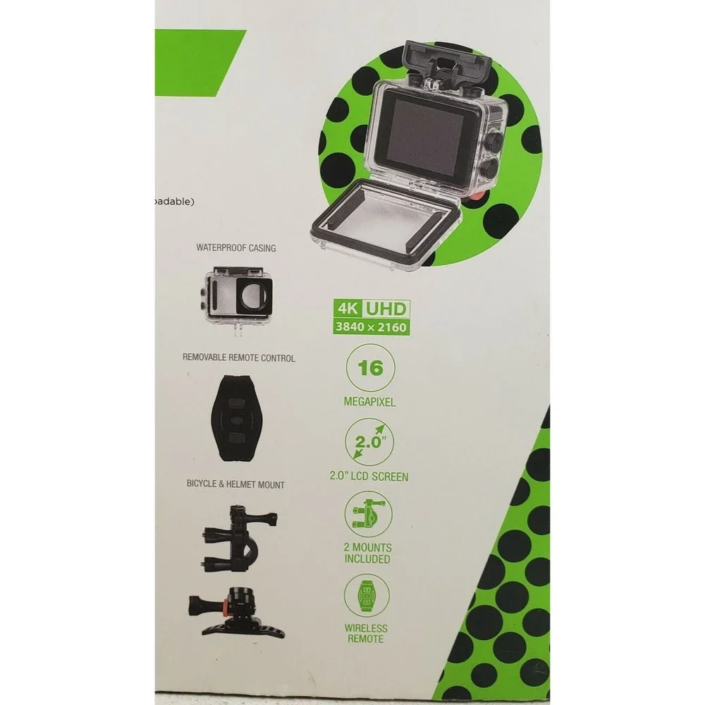 Vivitar DVR917HD 4K Action Camera with Wireless Watch Remote Black & Accessories